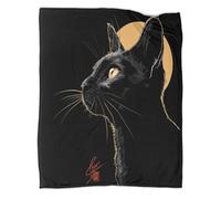 VMPLOKIJH Chat Noir Couvertures en Flanelle Microfibre Couvertures Impression 3D Couverture Polaire pour Enfant Adulte 50x60inch(127x152cm)