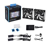 VmugDVoqb Ventilateur 140MM 5V ARGB contrôle PWM sans câble UNI Ventilateur SL140 V1 Ordinateur modulaire radiateur de Refroidissement par Eau Noir Blanc 2 pièces Compatible avec(Black 2 Fans kit)