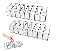 VMUTGA 2 PCS Boîte de Rangement Transparente Maquillage en Acrylique, Organisateur Maquillage Palettes à 8 Amovible Compartiment pour cosmetique,coiffeuse, commode tiroir bureau et salle de bain