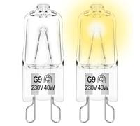 VMUTGA 2 Pièces Ampoule Halogène G9 Four 40W 230V, Résistance à la chaleur 300°C Haute Luminosité Lampe de Four, Blanc Chaud 2700K Lampe Halogène G9 pour Four, Micro-ondes, Lustre