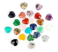 VMUTGA 24 Pièces Pierres de Cristal, Naturelles en Forme de Cœur Pierres Précieuses Colorées Quartz Rose Améthyste Obsidienne Ensemble de Cristaux et de Pierres pour la Méditation et Décorations