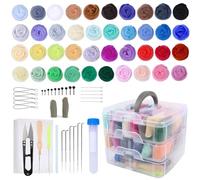 VMUTGA 40 Couleurs Feutrage de Laine Kit, 72 Pièces Kit de Démarrage de Feutrage à L'aiguille avec Outil de Feutrage de Laine Accessoires et Boîte de Rangement pour Débutants Artisanat Bricolage