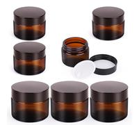 VMUTGA 6 Pièces Vide Creme Verre, 30ml/50ml Verre Ambré Boîte Vide, Pots de Voyage Rechargeables, Flacon pour Cosmétiques, Crèmes et Lotions