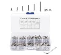 VMUTGA 660 Pièces M2 Vis Boulon écrous et Rondelles Kit, M2 Vis à Tête Hexagonale Intérieure Vis Boulons écrous à Six Pans en Acier Inoxydable Rondelles Assortiment Kit avec Clé et Boîte de Rangement