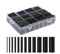 VMUTGA 900 Pièces Gaines Thermorétractables, 12 Tailles Tube Thermorétractable Noir Ratio 2:1 Manchon Thermoretractable Kit de Tube Isolation Électrique avec Boîte pour Fil Electrique Câbles Isolants