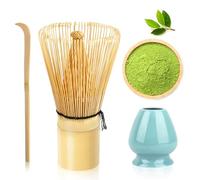 VMUTGA MA-01 Accessoire de Cérémonie du Matcha Japonais, Fouet Matcha en Bambou Naturel, Cuillère Traditionnelle, Cuillère à Thé, Porte-Fouet, pour la Cérémonie du Thé, La Boisson