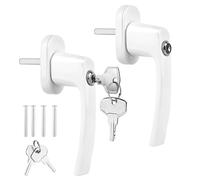 VMUTGA Poignée de Fenêtre Blanche en Aluminium, Poignée Fenetre avec Clé pour Fenêtre Oscillo-Battante, Sécurité Enfant, Installation Facile