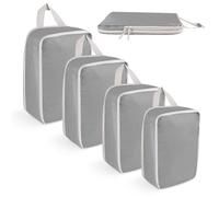 VMUTGA Rangement Valise, Rangement Valise Avec Compression, Compression Packing Cubes, Extensible, Lot de 4 Gris