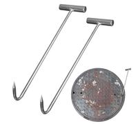 Vmxlso 2 Pièces Crochet de Couvercle D'égout en T, 30cm Crochet Inox de Canalisation, Crochet de Boucher pour Suspendre la Viande, Lève-Couvercle Crochets pour Déplacer, Soulever et Tirer