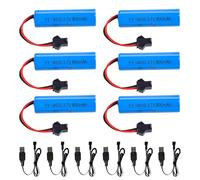 Vmxlso 6 Pièces Batterie 14500, 800mAh Batterie 14500 3.7v avec Chargeurs USB SM-2P Plug, Batterie 14500 Rechargeable pour Voitures RC, Chars, Buggies, Bateaux, Compatible avec E35 DE38 DE40