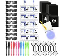 Vmxlso 60 Pièces Kits de Détective Enfant, Kit Détective Enfant avec Stylo UV, Carnet de Notes, Loupes, Lunettes D'Agent, Carte D'Identité de Détective avec Clip, Détective Jeux Anniversaire Enfants