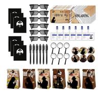 Vmxlso Lot de 48 détecteurs d'anniversaire pour enfants, avec stylo secret, loupes, lunettes de soleil, carte d'identité de détective, autocollant d'enveloppe, carnet, sac de rangement et lettre