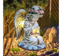 Vmxlso Statue Jardin Exterieur Ange Decoration, Lumière Solaire d'ange Priant, Imperméable Figures de Jardin d'Anges, Deco Jardin Exterieur pour Patio, Porche, Cour, Balcon, Cimetière, Tombe