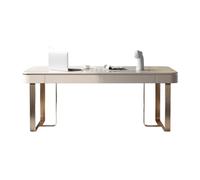 vN5bH1wD Bureau Bureau Moderne for Ordinateur Portable avec Plateau en Pierre et 2 tiroirs, Bureau d'étude Blanc Station de Charge(L)