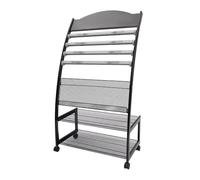 vN5bH1wD Porte-revues Présentoir de magazines sur pied avec 4 roulettes, mobile et fixable, présentoir brochures, salon, intérieur