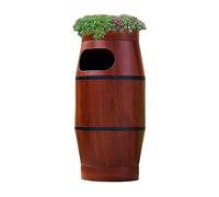 vN5bH1wD Poubelle extérieure Poubelle d'extérieur, poubelle cylindrique à grain de bois antique avec seau intérieur et bac fleurs for plantation supérieure, grande capacité, 13,2 gallons