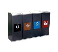 vN5bH1wD Poubelle extérieure Poubelles commerciales extérieures avec couvercle, zone publique, quatre poubelles en métal classées