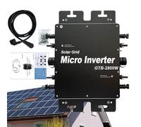VNATWGOO Petit Onduleur Solaire Mppt, Raccordé Au RéSeau, De 2000 W, 2400 W, 2800 W, De 22 à 60 V CC à 120/230 V Ca 2400W-Black