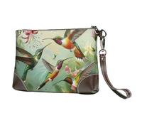 vnbbma Belle pochette en cuir imprimé colibris avec dragonne en cuir véritable, sac de rangement pour soirées, rendez-vous galants, mariages et cadeaux