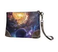 vnbbma Belle pochette en cuir imprimé galaxie, bracelet en cuir véritable, sac de rangement pour soirées, rendez-vous galants, mariages et cadeaux