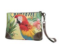 vnbbma Pochette d'été en cuir avec imprimé perroquet, ananas et oiseau, bracelet en cuir véritable, sac de rangement pour soirées, rendez-vous galants, mariages et cadeaux
