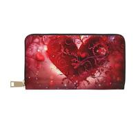 vnbbma Portefeuille long romantique pour la Saint-Valentin avec imprimé cœur - Portefeuille élégant en cuir PU avec 12 emplacements pour cartes et poche zippée pour pièces de monnaie pour un usage