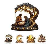 VNDGEOUH Crèche de Noël Plate for Table, Figurine décorative en Acrylique, idéale for la Maison, l'église et Les fêtes chrétiennes.(A)