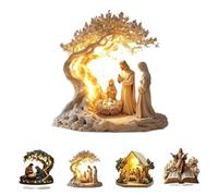 VNDGEOUH Crèche de Noël Plate for Table, Figurine décorative en Acrylique, idéale for la Maison, l'église et Les fêtes chrétiennes.(B)