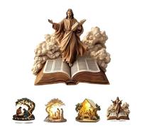 VNDGEOUH Crèche de Noël Plate for Table, Figurine décorative en Acrylique, idéale for la Maison, l'église et Les fêtes chrétiennes.(D)