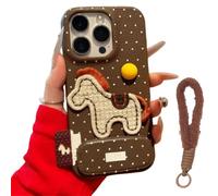 VNDGEOUH Étui de téléphone Red Pony avec Un Support Miroir, étui de téléphone Reds Pony, symbolisant la Bonne Fortune, étuis de téléphones Horse Year, for iPhone 17/16/15/14/13(Brown,for 15Pro Max)