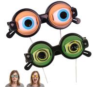 VNDGEOUH Lunettes Clignotantes for Spectacles et fêtes - Lunettes à Yeux cinétiques à clignement Manuel, Clignotantes for Performances(Brown+Green)