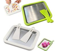 VNDGEOUH Myfroroll Glace, Plateau à sorbetière roulé avec 2 spatules, Plaque à Rouleau à Froid instantané en Acier Inoxydable, Rouleaux de Yaourt glacé, for activités Pratiques en Famille(2PC-C)