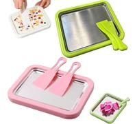 VNDGEOUH Myfroroll Glace, Plateau à sorbetière roulé avec 2 spatules, Plaque à Rouleau à Froid instantané en Acier Inoxydable, Rouleaux de Yaourt glacé, for activités Pratiques en Famille(2PC-B)