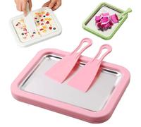 VNDGEOUH Myfroroll Glace, Plateau à sorbetière roulé avec 2 spatules, Plaque à Rouleau à Froid instantané en Acier Inoxydable, Rouleaux de Yaourt glacé, for activités Pratiques en Famille(Pink)