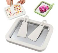 VNDGEOUH Myfroroll Glace, Plateau à sorbetière roulé avec 2 spatules, Plaque à Rouleau à Froid instantané en Acier Inoxydable, Rouleaux de Yaourt glacé, for activités Pratiques en Famille(White)