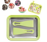 VNDGEOUH Myfroroll Glace, Plateau à sorbetière roulée avec 2 spatules, Plateau à Rouleaux de Yaourt glacé Freezy Bake for la Maison, Nettoyage Facile, DIY Maison for Glaces(Green)