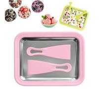 VNDGEOUH Myfroroll Glace, Plateau à sorbetière roulée avec 2 spatules, Plateau à Rouleaux de Yaourt glacé Freezy Bake for la Maison, Nettoyage Facile, DIY Maison for Glaces(Pink)