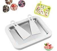 VNDGEOUH Myfroroll Glace, Plateau à sorbetière roulée avec 2 spatules, Plateau à Rouleaux de Yaourt glacé Freezy Bake for la Maison, Nettoyage Facile, DIY Maison for Glaces(White)