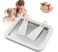 VNDGEOUH Rouleau à Glace Myfroroll, Plaque de Refroidissement en Acier Inoxydable avec 2 spatules, Machine à Smoothies DIY for Glace roulée et Yaourt glacé(White)