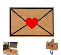 VNDGEOUH Tapis d'extérieur for la Saint-Valentin, paillasson en Fibre de Coco Artificielle en Forme de cœur, Tapis de Sol de Bienvenue en Forme de cœur d'amour Rouge(B#,31.5 * 47.3in)