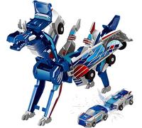 VNDGEOUH Voiture Dinosaure Transformable par Collision, Voiture Dinosaure magnétique 2 en 1, for Tout-Petits, garçons et Filles, Cadeaux de fête, Anniversaire, Noël(Blue)