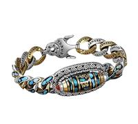 VNDUIFH Bracelet de Perles Mantra à Six caractères, Bracelet de Perles Dzi Rotatif Vintage Transit, Bracelet amulette Feng Shui Bonne Chance (Style Couple) (A,20CM)