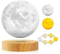 Vnemofey Lampe de lune flottante, 3 couleurs, galaxie flottante, affichage lunaire réaliste, base de lévitation magnétique, décoration cool pour la maison, le bureau, cadeaux créatifs pour les enfants