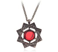 VNEWSCHI Game The Elder Scrolls 3 Skyrim Colliers Amulette de Mara Arkay Morrowind Collier long Dark Brotherhood ''Sun Knight'' Pendentif en cristal rouge Collier en métal Cadeau bijoux Cosplay
