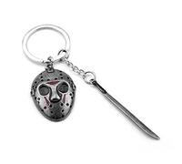 VNEWSCHI Porte-clés avec masque de film d'horreur Jason Voorhees pour homme et femme, gris