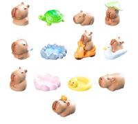 VNHATY Lot de 13 Mini Figurines de Capybara en résine Mini décorations de gâteaux Jolies décorations de bonsaï de Capybara Paysage Miniature Bureau et Maison de poupée