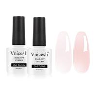 Vnicesli 2 Couleurs Vernis Semi Permanent Rose Nude, 10ml Vernis Gel UV Semi Permanent Nudee Rose Naturel Vernis à Ongles Nail Art Vernis Transparent Soak Off UV LED French Manucure Gel Polish