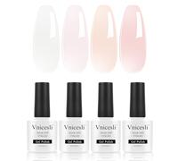 Vnicesli 4 Couleurs Vernis Semi Permanent Blanc Laiteux Transparent Rose Nude Vernis à Ongles Soak Off UV LED Naturelle Transparent Gelée de Cristal Vernis Gel UV Semi Permanent French Manucure