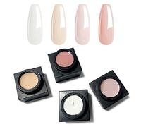 Vnicesli Gel Solide Ongle 4Couleurs, Blanc Laiteux Rose Nude Vernis à Ongles en Gel Solide Semi Permanent UV LED pour Nail Art Salon/DIY