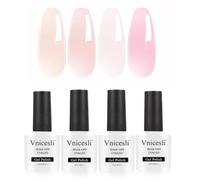 Vnicesli Gel Vernis à Ongles - 4 Couleurs Semi-Permanent Transparent Jelly Nude Pink Vernis à ongles Couleur Naturelle Cristal Rose French Transparent Gelée Soak Off UV LED Gel 10ml